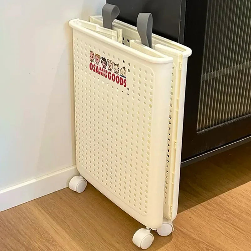 Foldable dirty clothes basket, high aesthetic laundry basket with wheels for clothing storage.