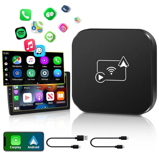 Wired to Wireless CarPlay & Android Auto 2 in 1 Adapter,Plug And Play Car Box For Mazda Toyota Nissan Hyundai Camry Audi Ford VW