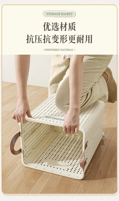 Foldable dirty clothes basket, high aesthetic laundry basket with wheels for clothing storage.