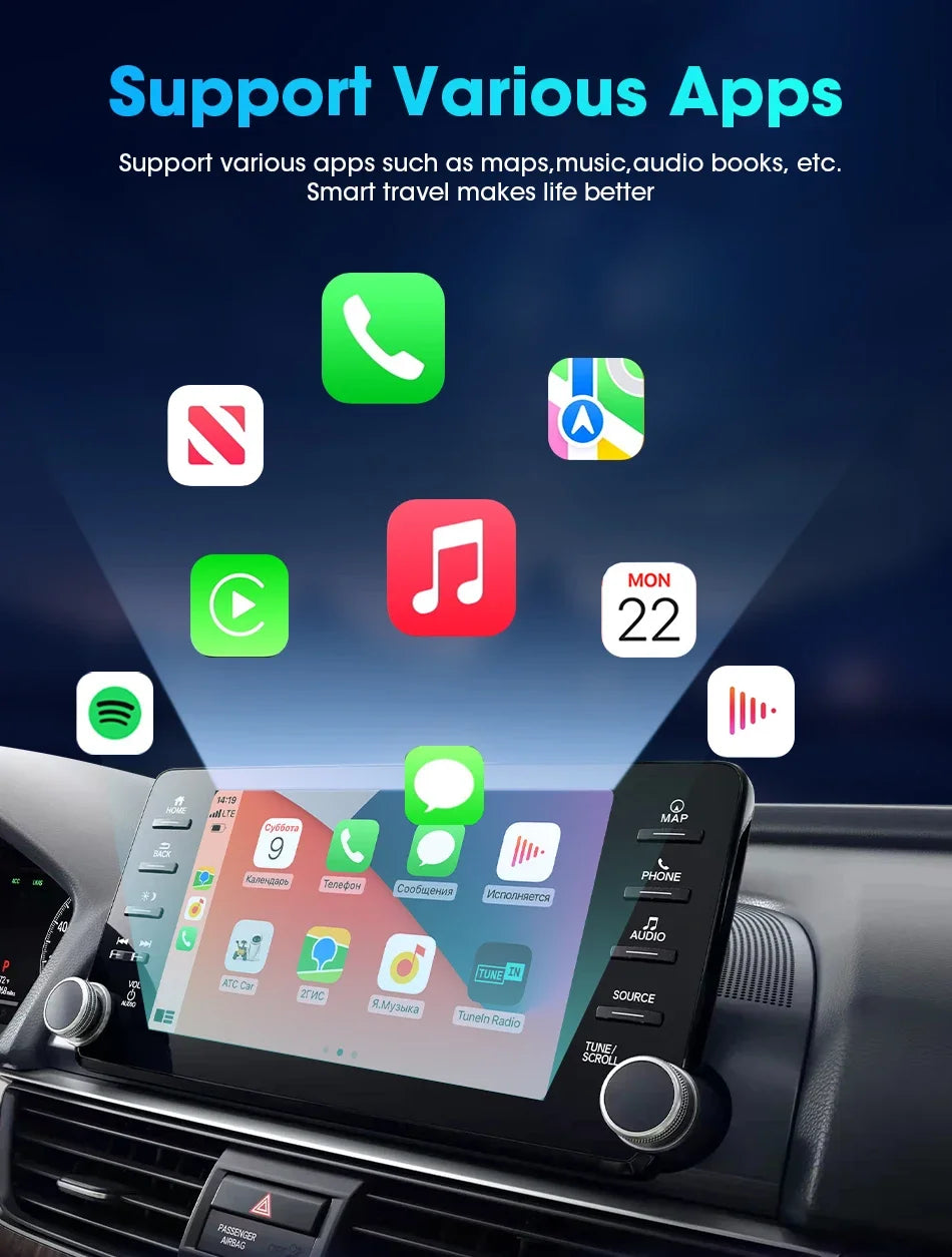 Wired to Wireless CarPlay & Android Auto 2 in 1 Adapter,Plug And Play Car Box For Mazda Toyota Nissan Hyundai Camry Audi Ford VW