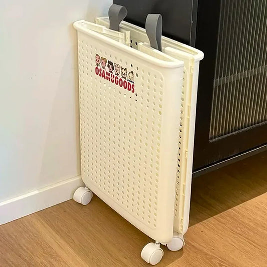 Foldable dirty clothes basket, high aesthetic laundry basket with wheels for clothing storage.